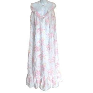 Mary Barron Vintage Floral Lace Long Night Gown Sz M